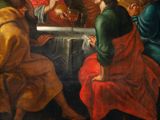 painting of a group of people sitting around a table with wine glasses