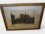an old picture of a picture of a cathedral in a wooden frame