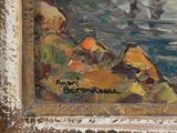 an image of a painting of a woman laying on a beach