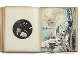 an open book with a picture of a woman on it
