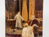 an old painting of a man and a woman in a living room