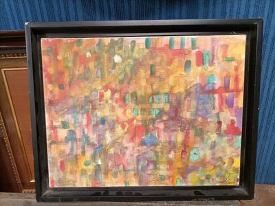 Composition abstraite. Huile sur toile.