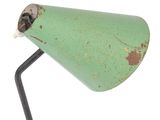an image of a green table lamp on a black metal stand