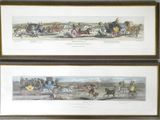 two framed pictures of a horse drawn carriage and a horse drawn carriage