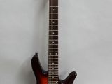 a close up of an electric guitar on a white background