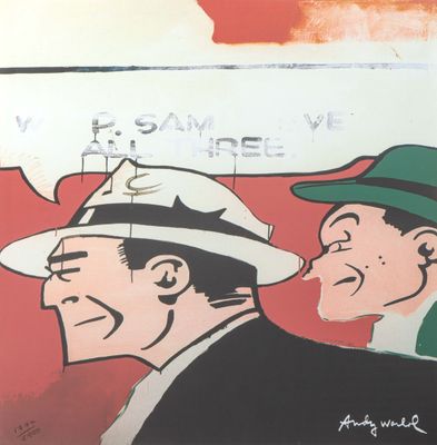un tableau représentant deux hommes coiffés de chapeaux en train de discuter