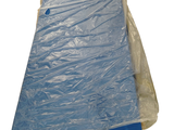 a blue plastic bag with a blue strip on it