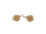 boucles d'oreilles clous en forme de fleur plaquées or sur fond blanc