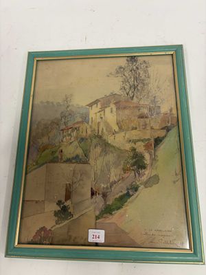tableau accroché au mur d'une maison, dans un cadre vert