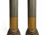 pair of antique brass and marble columns on marble bases