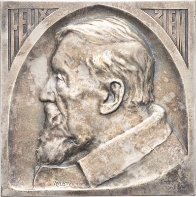 portrait d'un homme barbu et moustachu sur une plaque