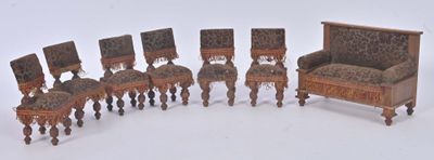 a group of chairs and a chair in a room