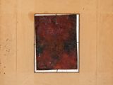 an image of a painting of a square window in a brown frame