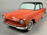 3d model of an orange classic car on a gray background