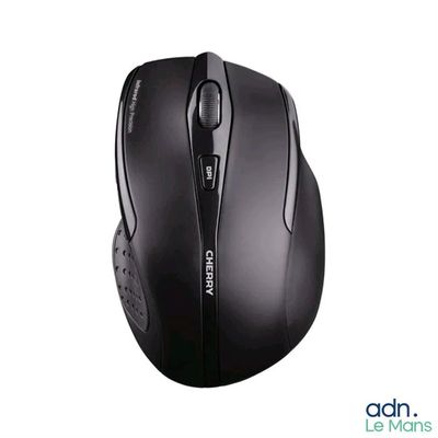 La souris d'ordinateur est noire et possède un bouton noir.