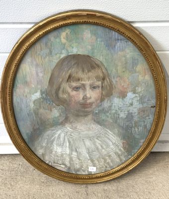 Clément SERVEAU Huile sur toile ovale « Portrait » daté 1919…