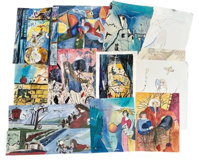 de nombreuses cartes de différentes couleurs et motifs sur un fond blanc