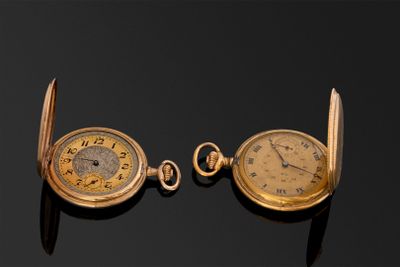 Deux montres savonnettes à ancre en métal plaqué or