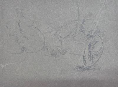dessin représentant un homme et une femme assis par terre