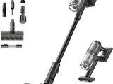 a close up of a cordless vacuum cleaner on a white background