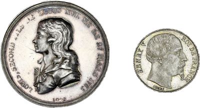 gros plan d'une pièce de monnaie sur laquelle figure une tête de femme