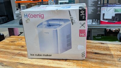 a box of ice cube maker sitting on a table