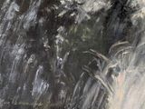 a painting of a man riding a surfboard on a wave