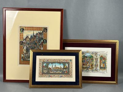 Réunion de trois enluminures / miniatures modernes, dans le …