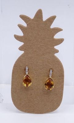 boucles d'oreilles en forme d'ananas, ornées de citrine et de diamants