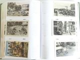 an open book with pictures of people and buildings on it