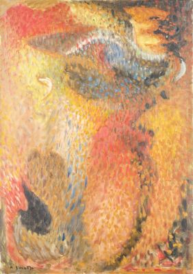 an image of a painting of a woman in a yellow dress