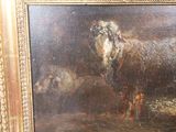 a picture of a painting of a dog and a sheep