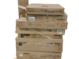 boxes stacked on top of each other on a white surface