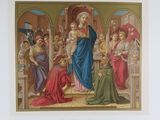 une image d'un tableau représentant une femme tenant un enfant dans ses bras