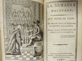 an old book with a picture of a man and a woman on it