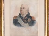 un vieux tableau représentant un homme en uniforme militaire, dans un cadre doré