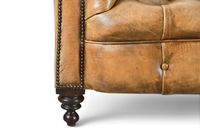 CANAPE trois places en cuir fauve capitonné style chesterfie… (photo 3)