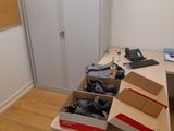 a box of shoes sitting on a table in a room