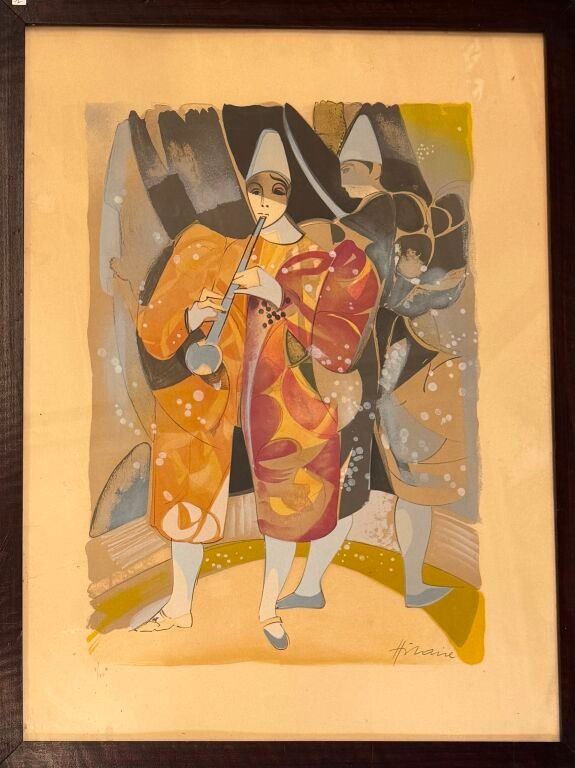 HILAIRE. "les clowns". Lithographie. 67x48 cm.