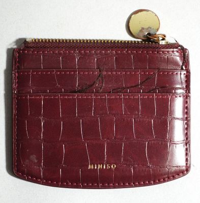 MINISO Porte-monnaie en cuir rouge