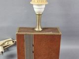 a lamp that is sitting on top of a box