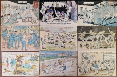plusieurs dessins humoristiques d'un groupe de personnes sur une table