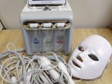 an image of a table with a white mask and a white mask on it