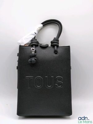 Sac cabas Louis Vus en cuir noir avec finitions argentées