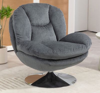 Fauteuil cosy pivotant ORYO en velours gris foncé - 81x84x 8…