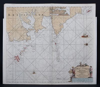 an old map of the world with ships and people on it
