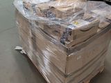 a pallet with a lot of boxes on it in a warehouse