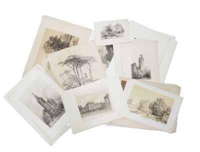 Ensemble d'environ 30 gravures anciennes (XVIIe siècle au XI…