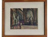 painting of a painting of a man and a woman in a building