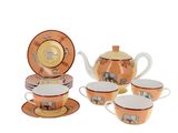 four cups and a saucer with elephants on them